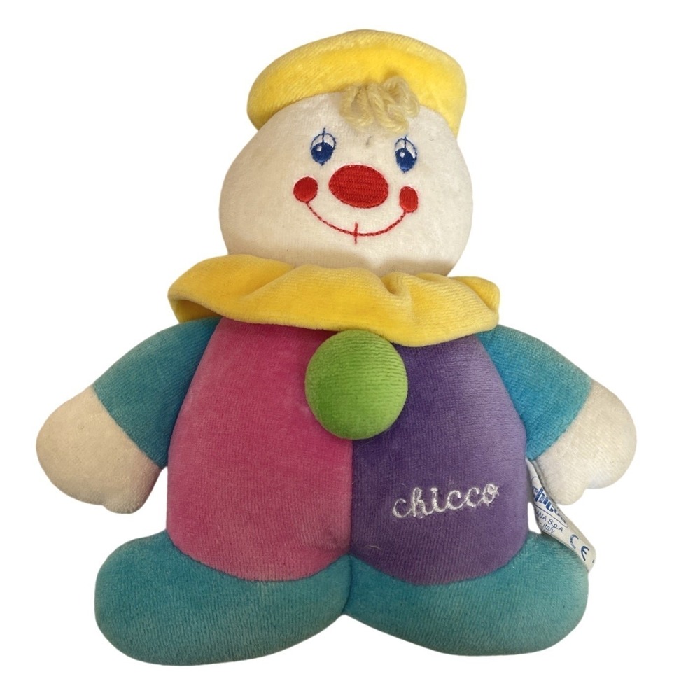 Happy Color Chico Circus Musical Clown Plush Stuffed Pastel Colors Sound Baby 8"